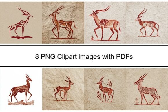 Ancient Gazelle Petroglyph Set