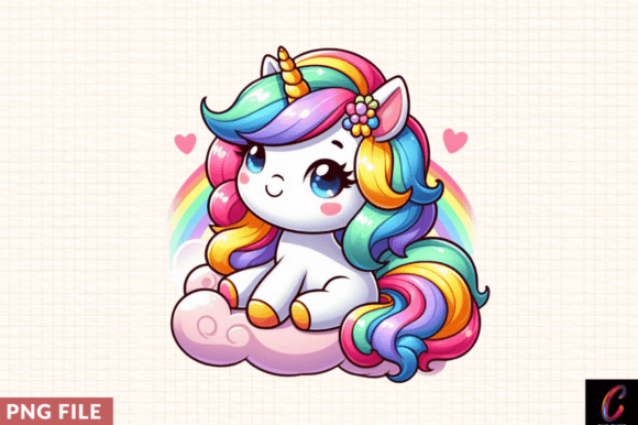 Cute Unicorn with Colorful Hair Clipart: A Versatile Design for Creative Projects