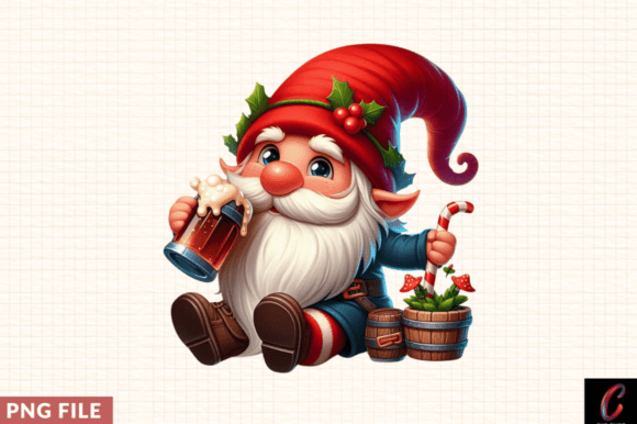 Elevate Your Creative Projects with Gnome with Drink Clipart PNG Illustration