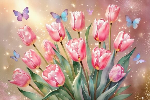 Free Watercolor Vintage Tulip Background
