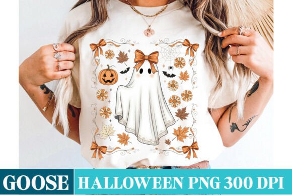 Halloween Bow Ghost T-shirt Design: A Whimsical Twist for Spooky Season