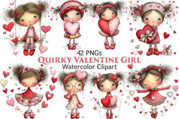 Quirky Valentine Girl Clipart: A Creative Twist for Your Designs
