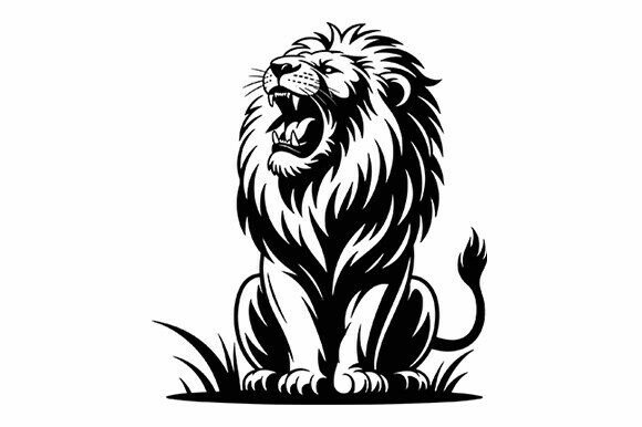 Roaring Lion SVG – Bold Line Art