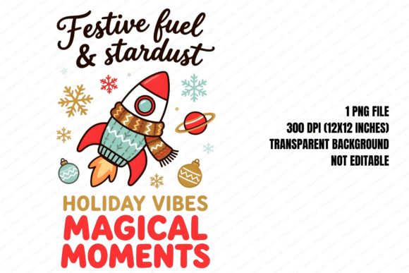 Rocket Joy and Stardust Holiday PNG: A Whimsical Addition to Your Creative Workflow