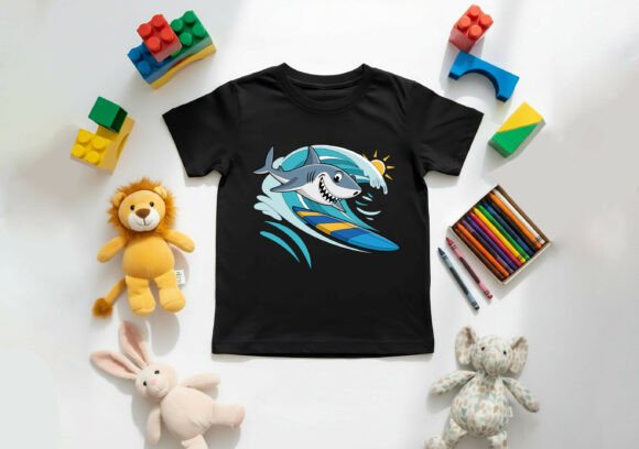 Sark Kids Cartoon T-Shirt Design Vector: A Creative Resource for Digital Art and Apparel