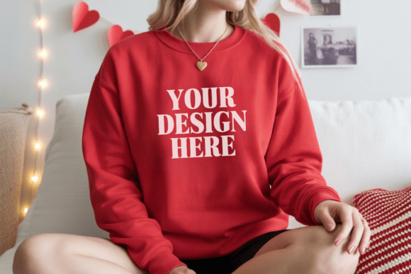 Valentine Gildan 18000 Red Mockup 6: A Must-Have for Designers and Entrepreneurs
