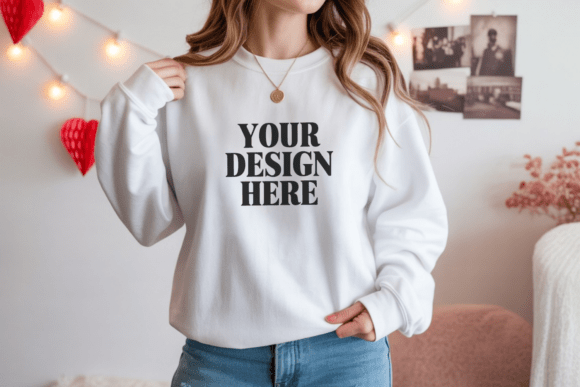 Valentine Gildan 18000 White Mockup 6: A Creative Tool for Designers
