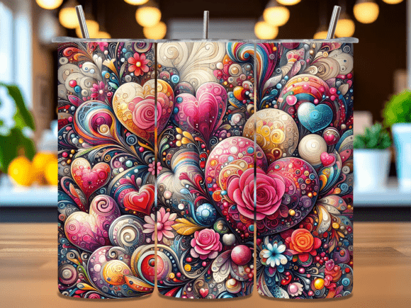 Valentine Hearts Abstract Tumbler Wrap: A Creative and Practical Design for Your 20oz Tumbler