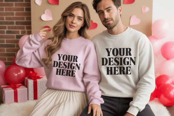 Valentine's Day Couple Shirt Mockup 37