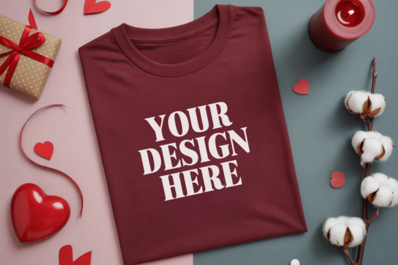 Valentine's Day Flat Lay Shirt Mockup 19