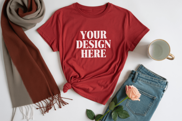 Valentine's Day Flat Lay Shirt Mockup 46