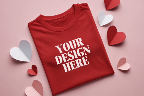 Valentine's Day Flat Lay Shirt Mockup 55: Bring Your Designs to Life with Professional Quality